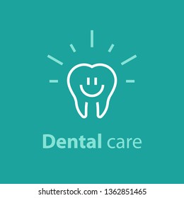 Dental care, prevention check up, hygiene and treatment, stomatology services, vector icon set