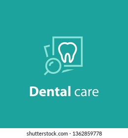 Dental care, prevention check up, hygiene and treatment, stomatology services, vector icon set