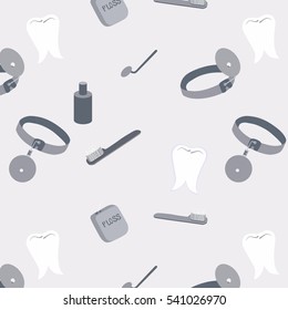 Dental care seamless pattern. Dentistry set vector illustration.