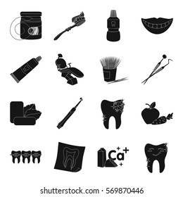 Dental care set icons in black style. Big collection of dental care vector symbol stock illustration