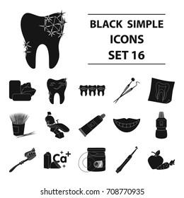 Dental care set icons in black style. Big collection of dental care vector symbol stock illustration