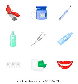 Dental care set icons in cartoon style. Big collection of dental care vector symbol stock illustration