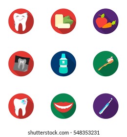 Dental care set icons in flat style. Big collection of dental care vector symbol stock illustration