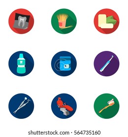 Dental care set icons in flat style. Big collection of dental care vector symbol stock illustration