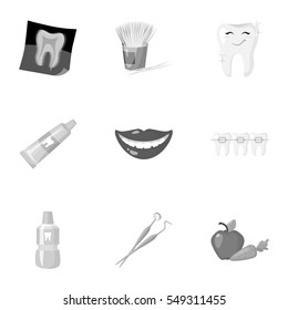 Dental care set icons in monochrome style. Big collection of dental care vector symbol stock illustration