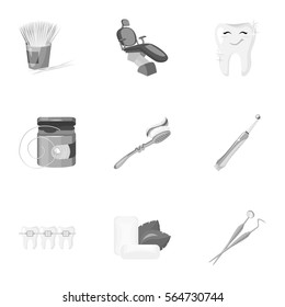 Dental care set icons in monochrome style. Big collection of dental care vector symbol stock illustration