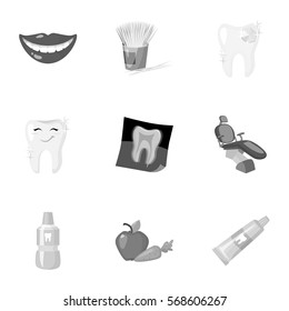 Dental care set icons in monochrome style. Big collection of dental care vector symbol stock illustration