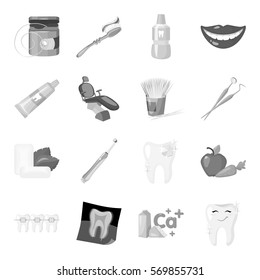 Dental care set icons in monochrome style. Big collection of dental care vector symbol stock illustration