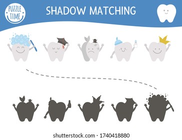 dental care shadow matching activity children stock vector royalty free 1740418880 shutterstock