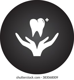 Dental care simple icon  on round background