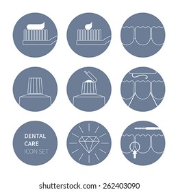 Dental care simple line icons. Vector illustration, easy editable. 