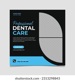 Dental care social media post vector template