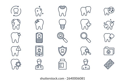 Dental care symbol representing healthy teeth and oral hygiene in modern outline style