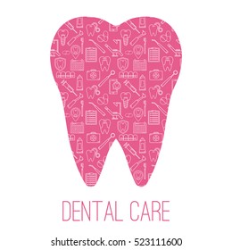 Dental care symbols in the shape of teeth. Design template for brochures, flyers, websites.