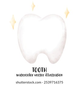 cuidados dentários, dentes, dentes, dentes, cuidados com os dentes na aquarela. Ilustração vetorial