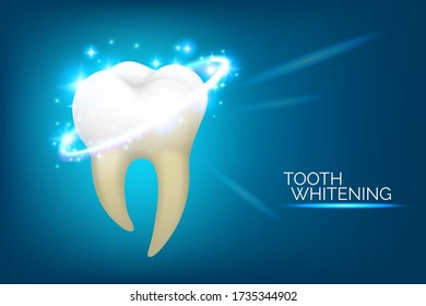 Dental care and teeth whitening banner design. Oral hygiene vector illustration set, realistic style. Dentistry or stomatology concept