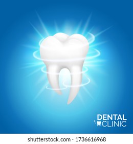 El cuidado dental y el diseño de banner blanqueador de dientes. Ilustración vectorial de higiene oral, estilo realista. Concepto de ciencia dental o estomatología