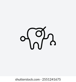 Dental care thin liner icon isolated.