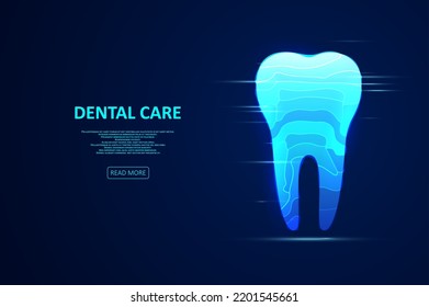 Dental care of the tooth. Abstract futuristic style. Graphic concept for your design