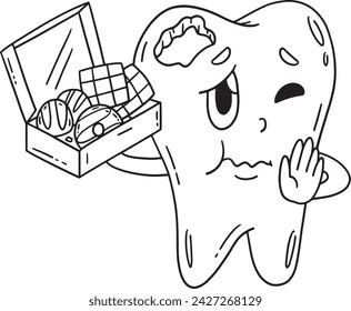 Dental Care Tooth with Box of Treats Isolated 