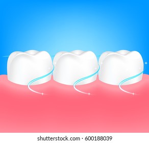 Dental care Tooth Concept. Cleaning between teeth,  Info-graphic design. Illustration.