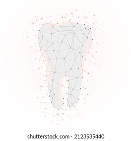 Zahnarztzahn. Digitale Technologien in der Zahnmedizin. Polygonaler futuristischer Stil. Grafikkonzept für Design