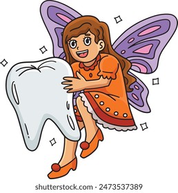 Dental Care Tooth Fairy Cartoon Colored Clipart 