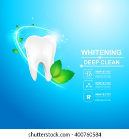 Dental care Tooth and Mint Leaf Icon vector Concept.