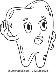 Dental Care Tooth Refusing Isolated Coloring Page