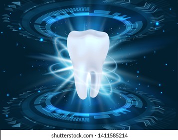 Dental care tooth. Whitening toothpaste ad. Graphic concept for your design