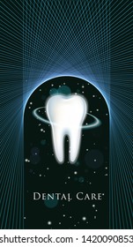 Dental care tooth. Whitening toothpaste ad. Graphic concept for your design