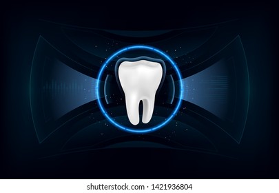 Dental care tooth. Whitening toothpaste ad. Graphic concept for your design