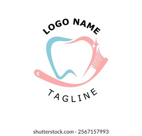 Dental care and toothbrush logo vector