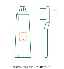 Dental Care Toothbrush and Paste Vector Icon Design