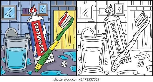 Dental Care Toothbrush and Toothpaste Illustration