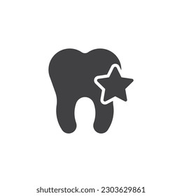 Dental care vector icon. filled flat sign for mobile concept and web design. Tooth and star glyph icon. Symbol, logo illustration. Vector graphics