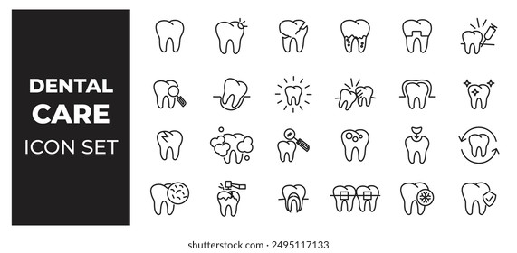 Dental care vector icon set. 
