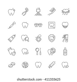 Dental care vector icons set. thin line icons of teeth health, dentistry, medicine for your design