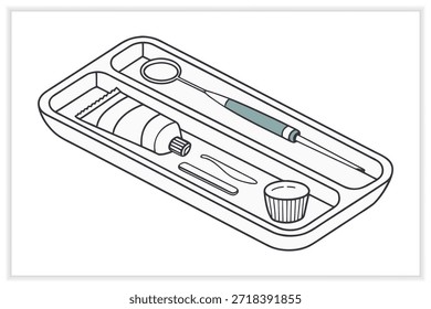 Cuidado dental Conjunto de Ilustración vectorial Odontología, Higiene dental, Salud bucal, Herramientas dentales