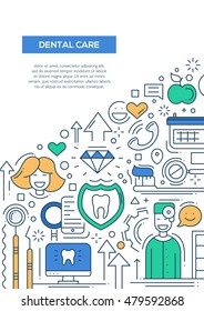 Dental Care - vector line design brochure poster, flyer presentation template, A4 size layout.