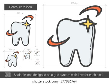 Dental care vector line icon isolated on white background. Dental care line icon for infographic, website or app. Scalable icon designed on a grid system.