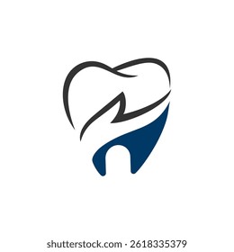 Modelo de logotipo de vetor de cuidados dentários. Seu design usa símbolo de mão e dente. Adequado para uso médico.
