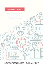 Dental Care - vector plain line design brochure poster, flyer presentation template, A4 size layout