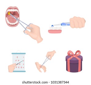 Dental care, wound treatment and other web icon in cartoon style.oral treatment, eyesight testing icons in set collection.