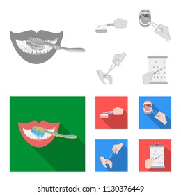 Dental care, wound treatment and other web icon in monochrome,flat style.oral treatment, eyesight testing icons in set collection.