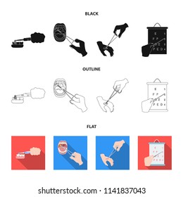 Dental care, wound treatment and other web icon in black,flat,outline style.oral treatment, eyesight testing icons in set collection.