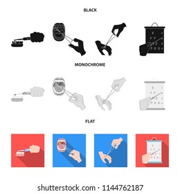 Dental care, wound treatment and other web icon in black, flat, monochrome style.oral treatment, eyesight testing icons in set collection.