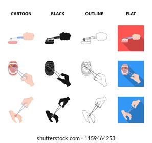 Dental care, wound treatment and other web icon in cartoon,black,outline,flat style.oral treatment, eyesight testing icons in set collection.