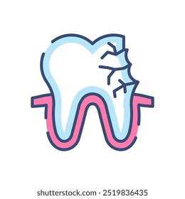 Dental Caries Fill Color Icon, Vector illustration