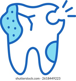 Dental Caries Icon Blue Vector Illustration